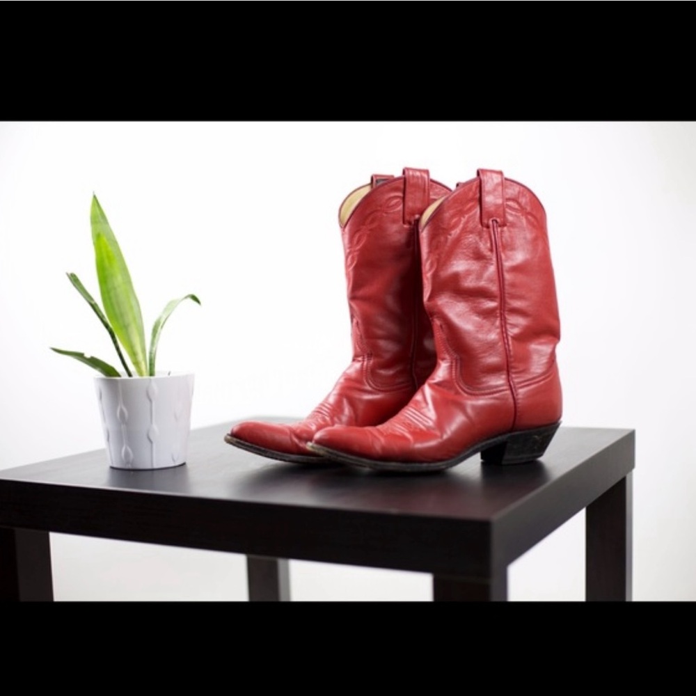 Vintage Larry Mahan Red Cowboy Boots - Picture 2 of 4